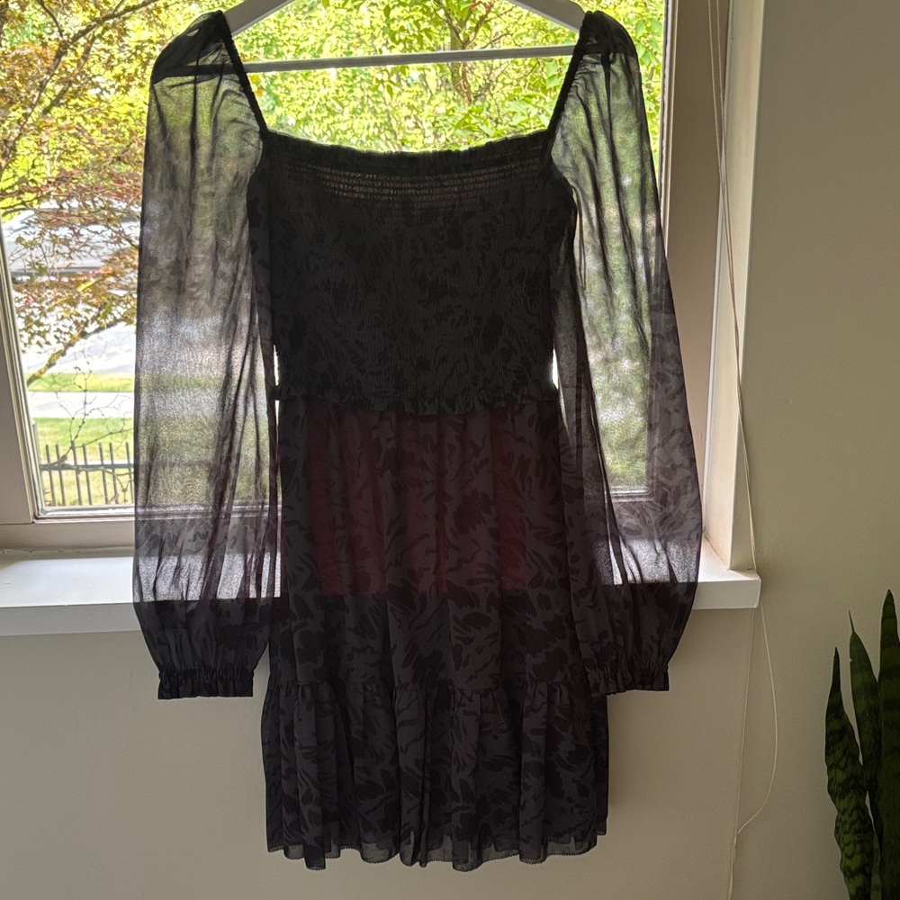 Wilfred Black Sheer Long Sleeve Dress